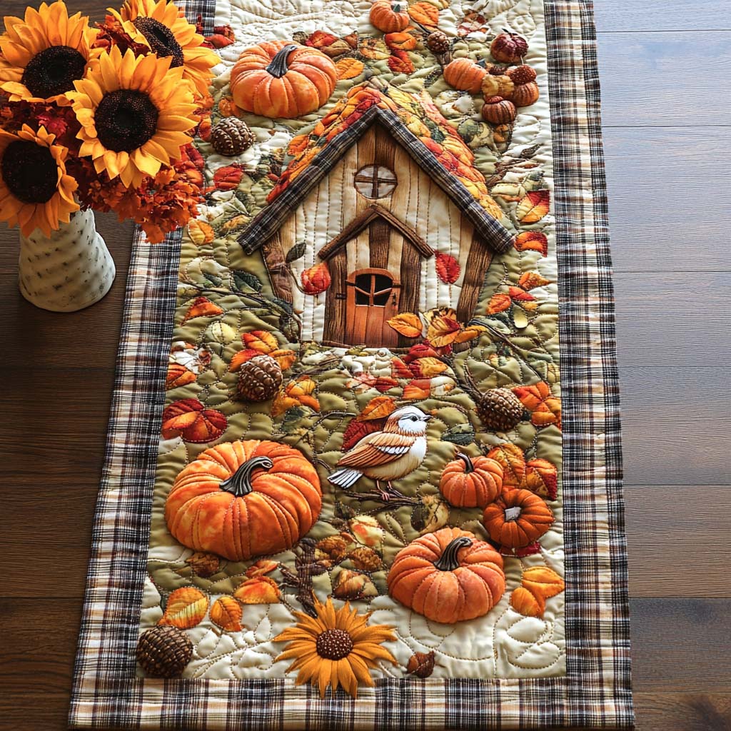 Crisp Bird Flight Quilted Table Runner Autumn Table Cover Best Friend Gift Ideas