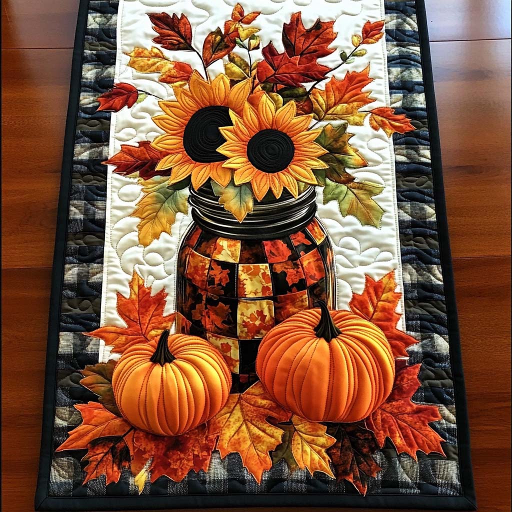 Crisp Leaf Path Quilted Table Runner Best Fall Table Runners Good Gifts For Mom