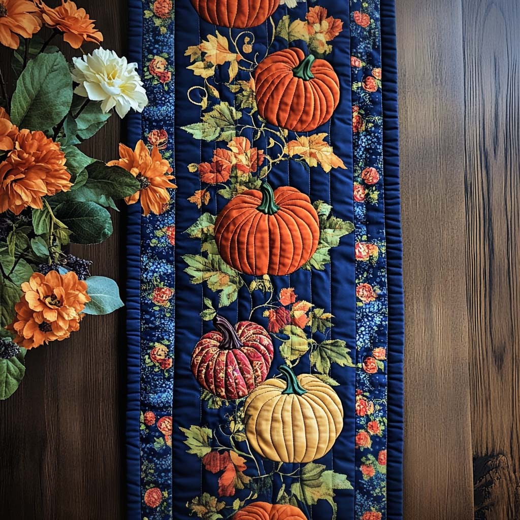 Crisp Leaves Quilted Table Runner Fall Table Throw Gift For Coworker