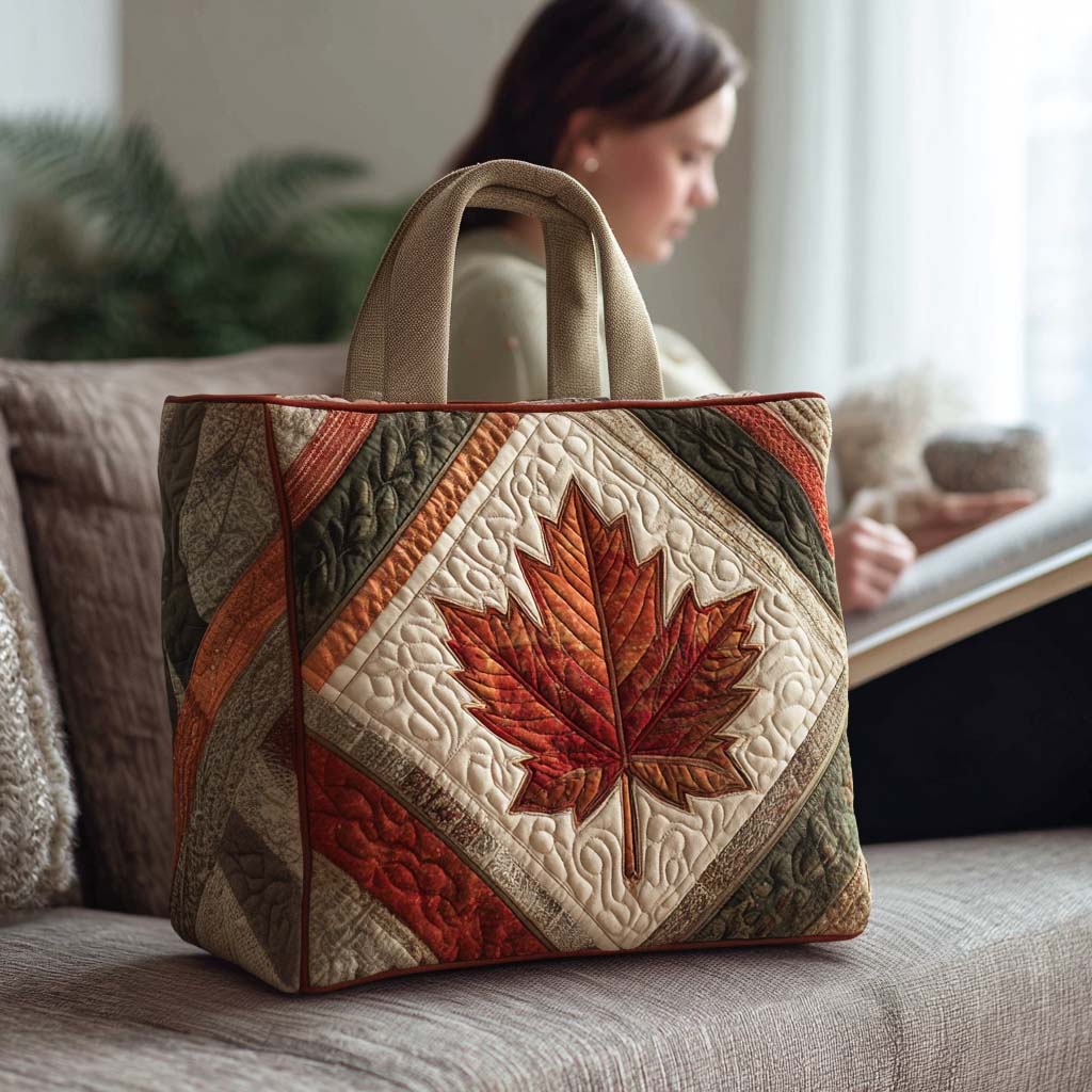 Crisp Leaves Quilted Tote Bag Sunflower Items For Gifts