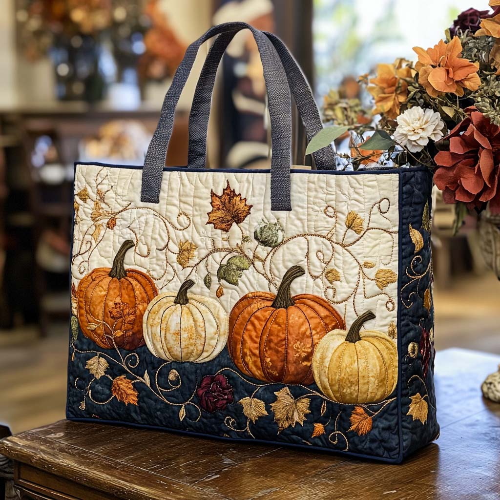 Crisp Pathways Quilted Tote Bag Autumn Gifts For Friends