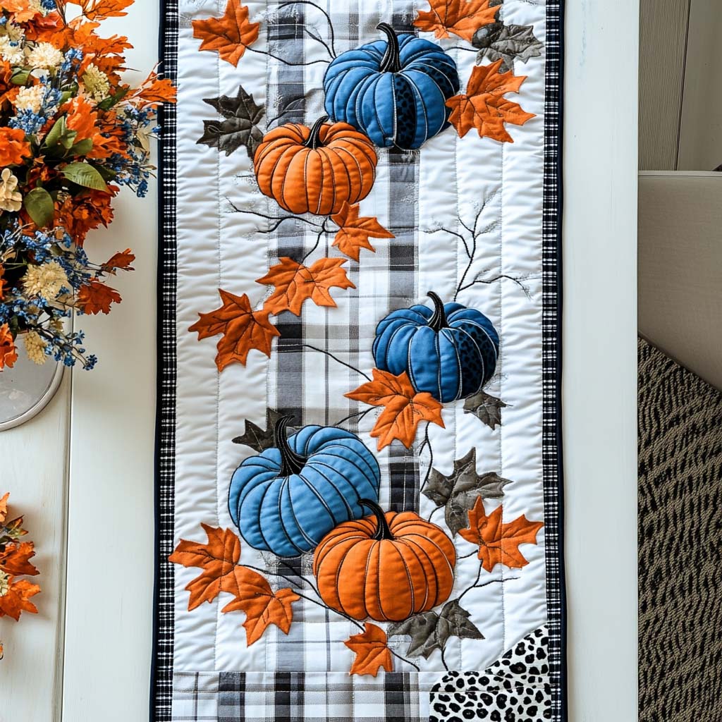 Crisp Pumpkin Air Quilted Table Runner Fall Table Toppers Family Present Ideas