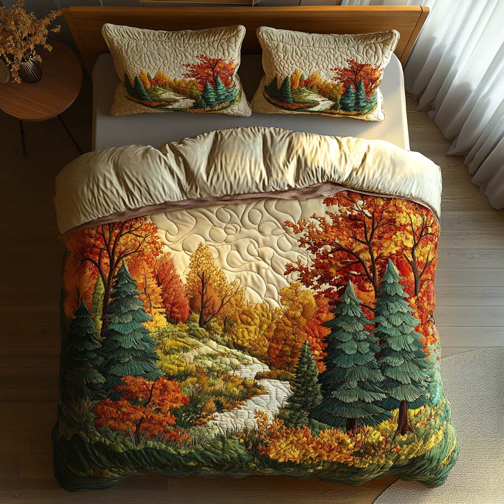 Crisp Woodland Quilted Bedding Set Bedroom Decor Ideas Autumn Presents