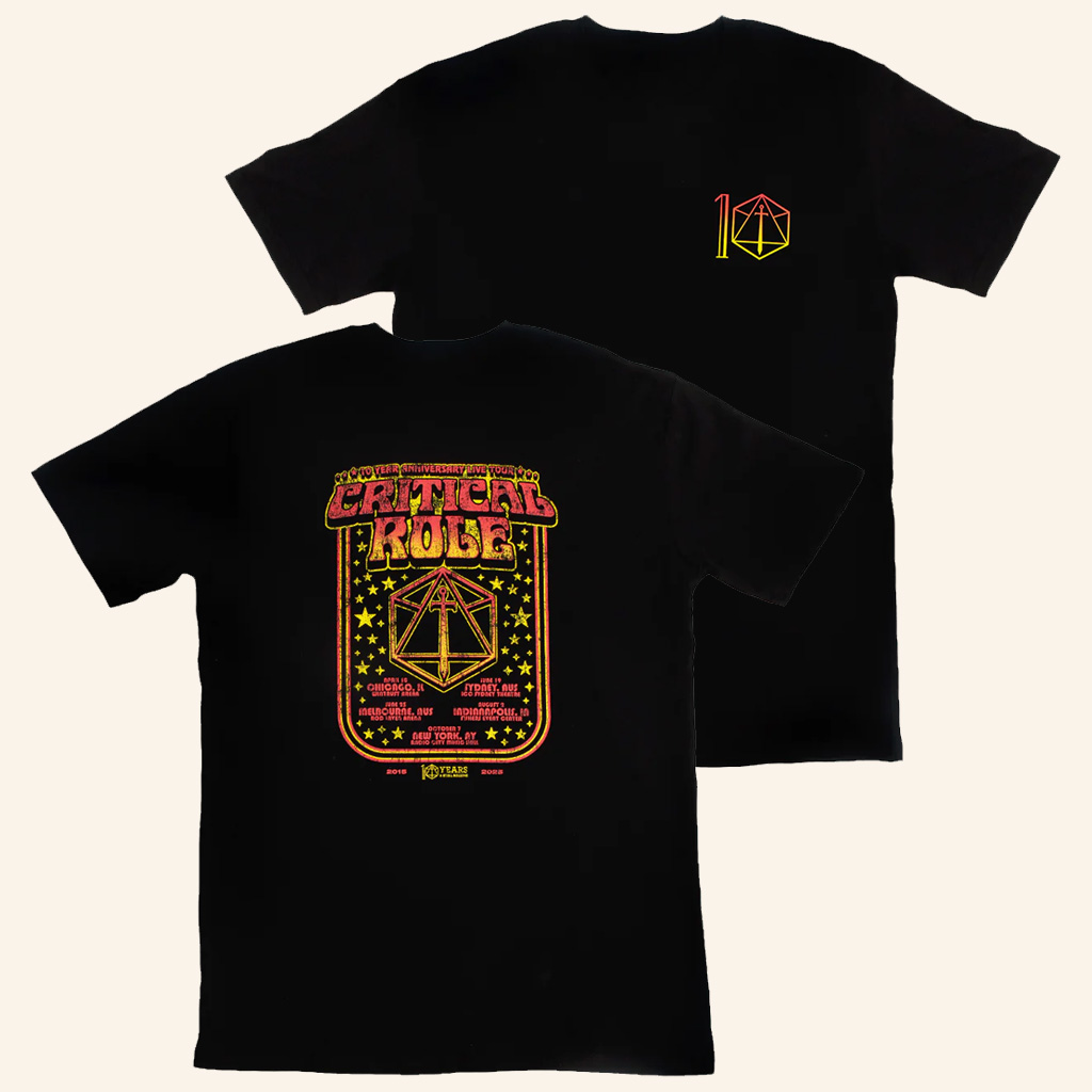 Critical Role Merch Critical Role 10 Year Anniversary Live Tour T-Shirt Xmas Gift For Him