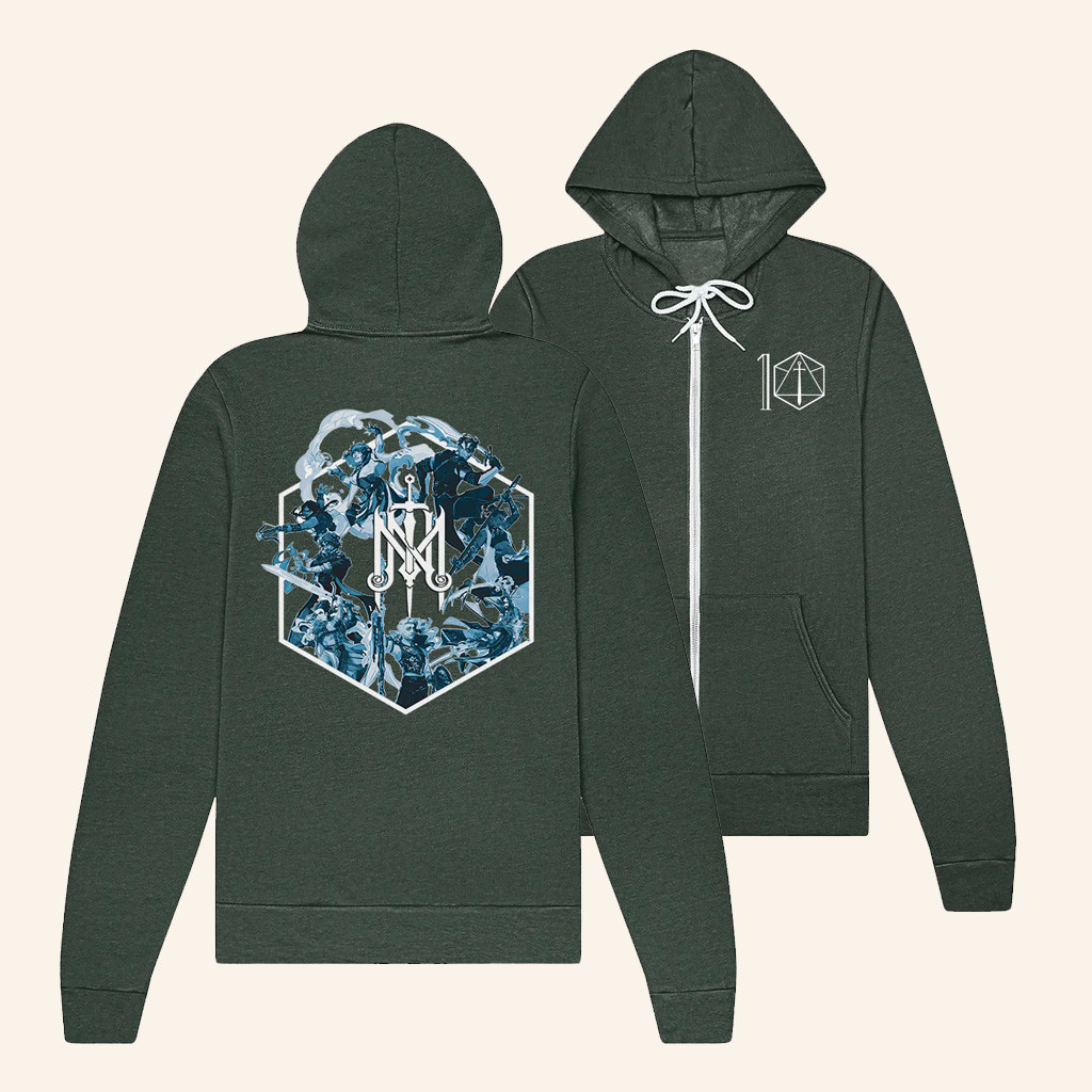 Critrole Merch The Mighty Nein 10 Year Anniversary Zip Up Hoodie Christmas Presents For Him