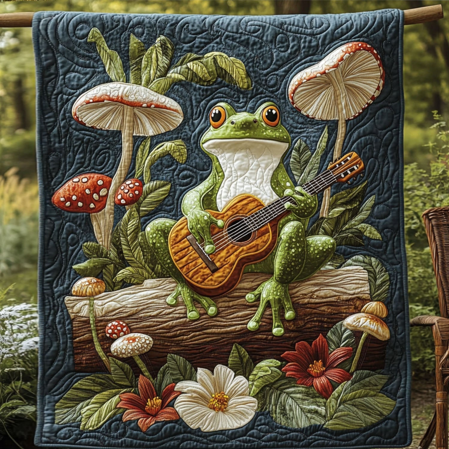 Croak and Roll Quilted Blanket Christmas Holiday Gift For Nature Lovers