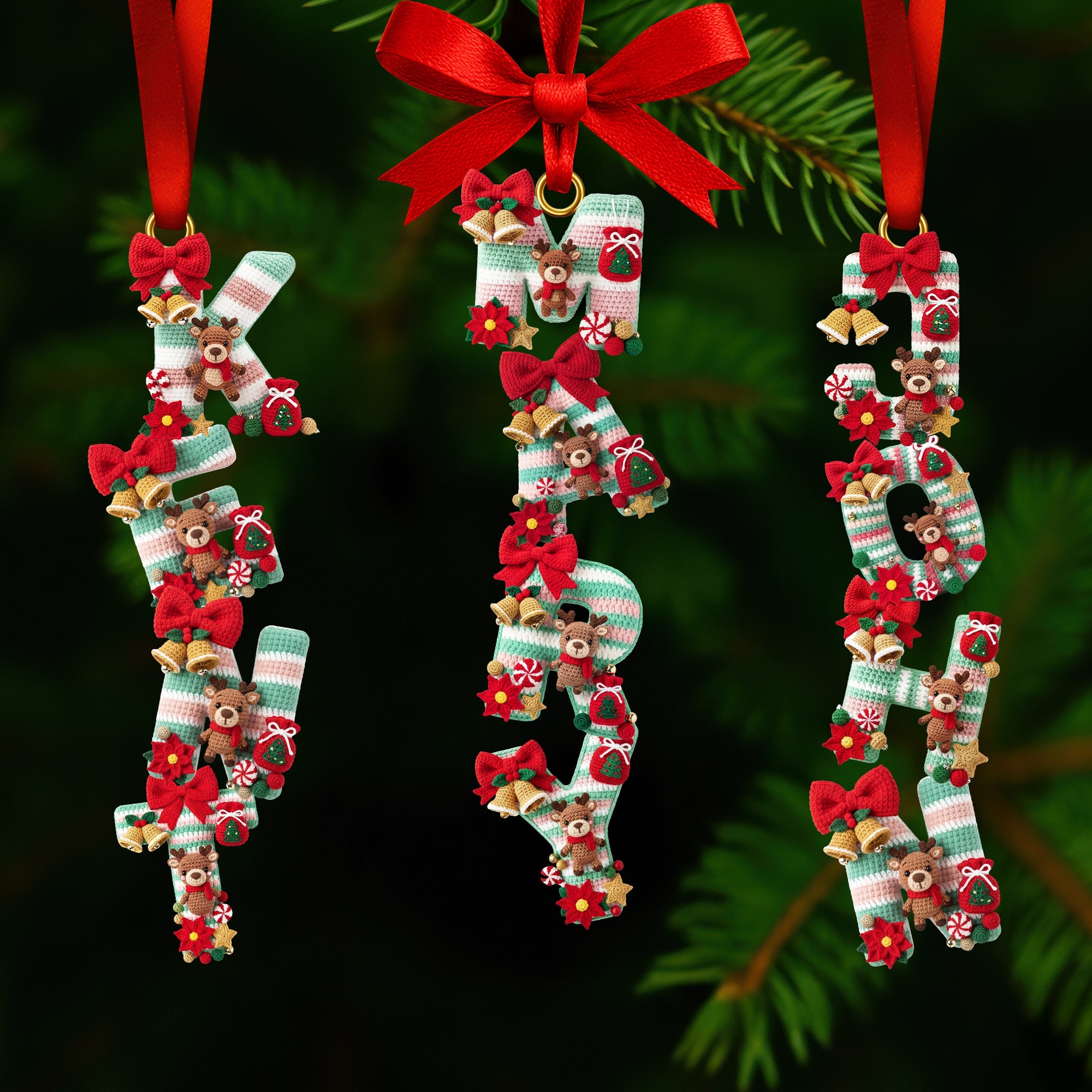 Crochet Reindeer Alphabet Ornament - Personalized Christmas Gifts - Xmas Ornament Gift Crochet Reindeer Alphabet Ornament - Personalized Christmas Gifts - Xmas Ornament Gift