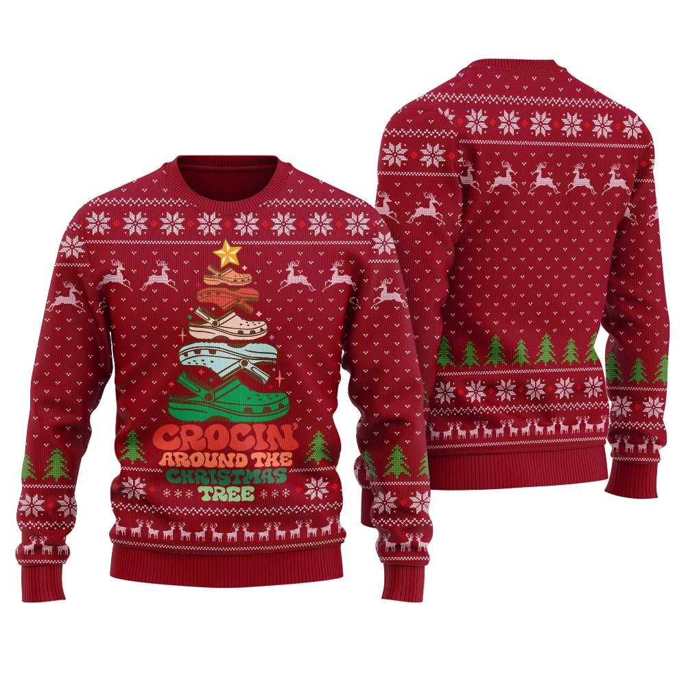 Crocing Around The Christmas Tree Ugly Sweater For Men Unique Holiday Sweater Gift Idea for Loved Ones