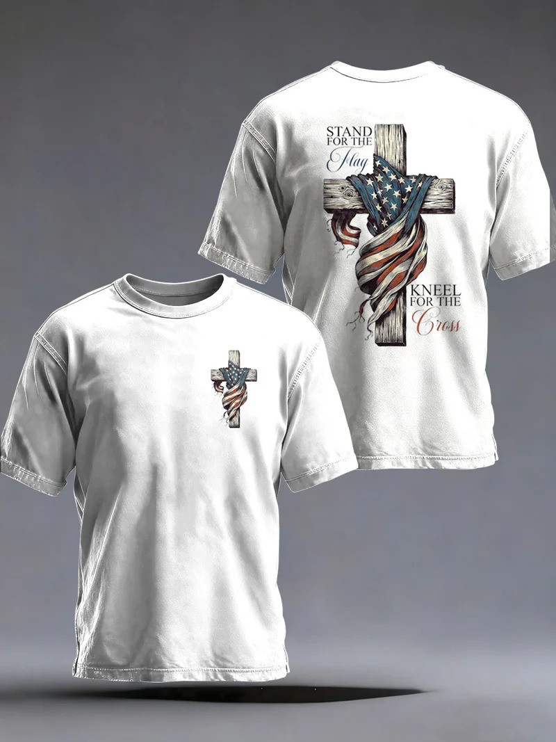 Cross American Eagle T-Shirt Christian Patriotic Faith Apparel Gift For Christians