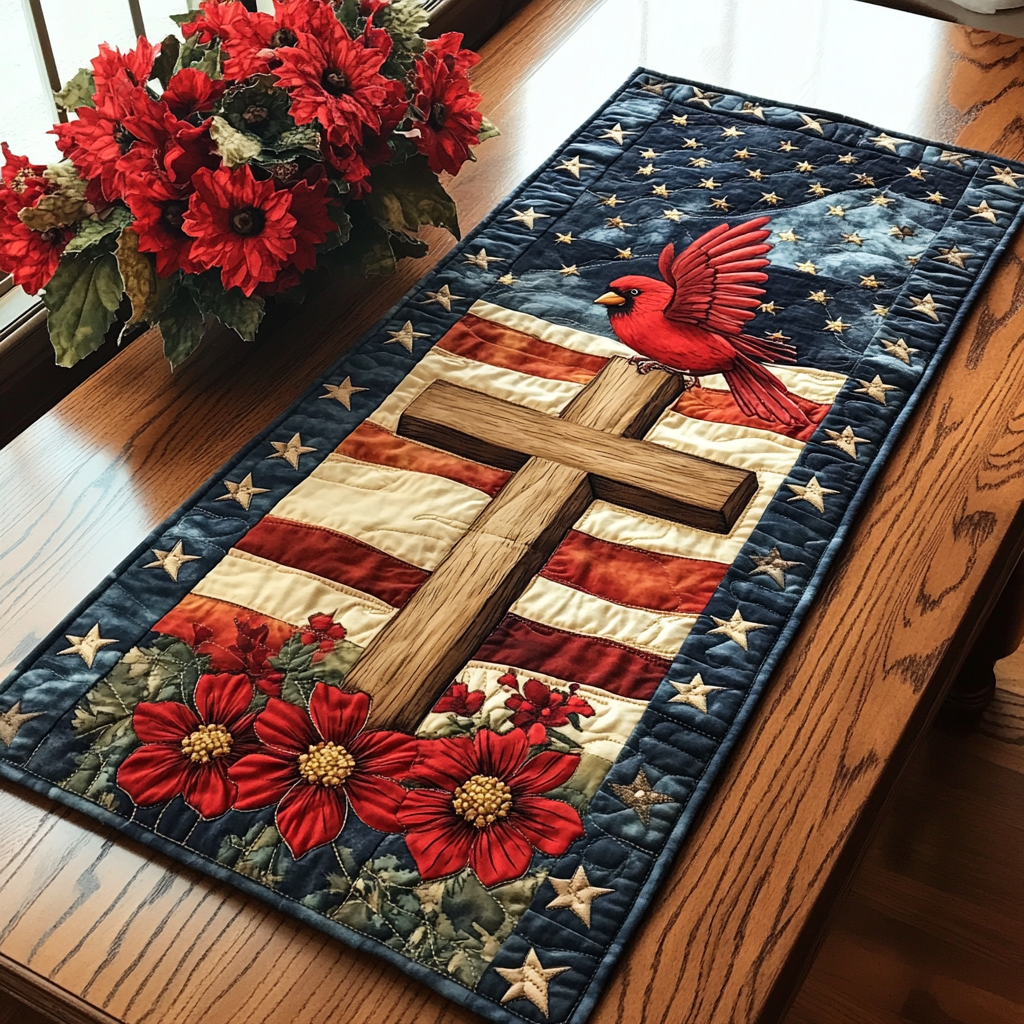 Cross Appeal Quilted Table Runner Religious Table Decor Great Family Gifts