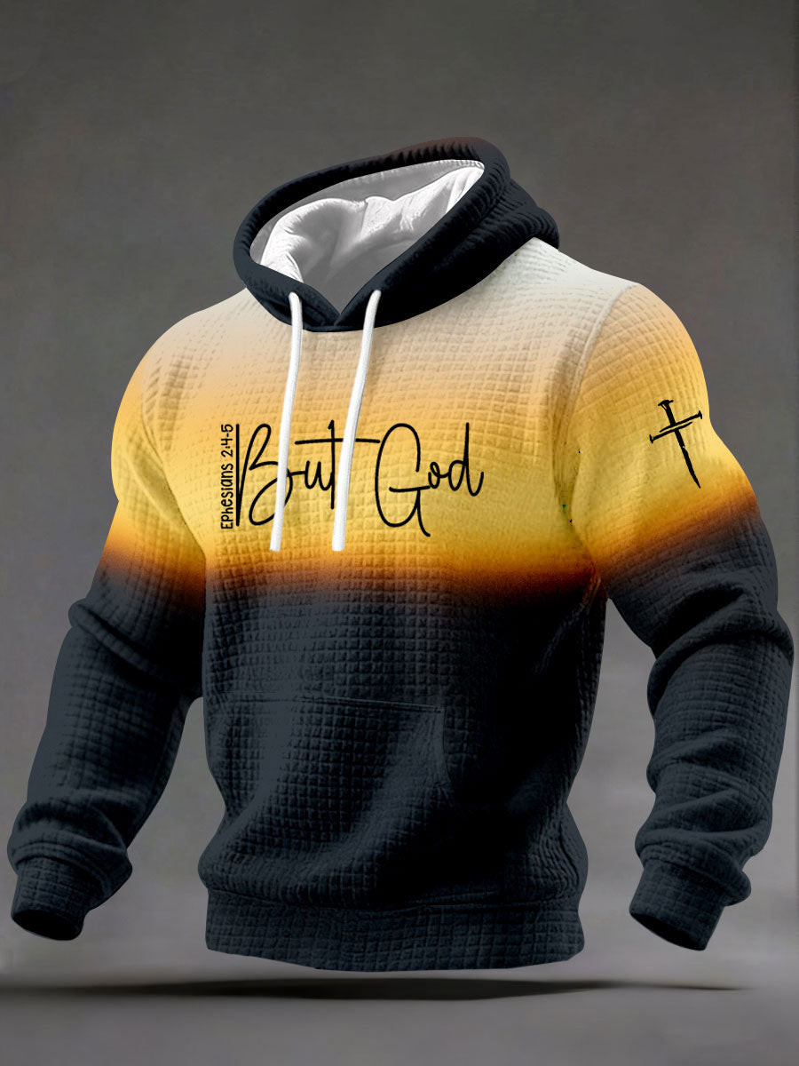 Cross But God Waffle Hoodie Christian Faith Scripture Clothing Gift For Men