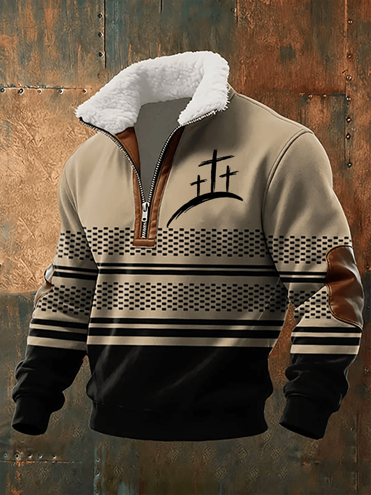 Cross Casual Zip-Up Top Christian Clothing Religious Gifts For Men