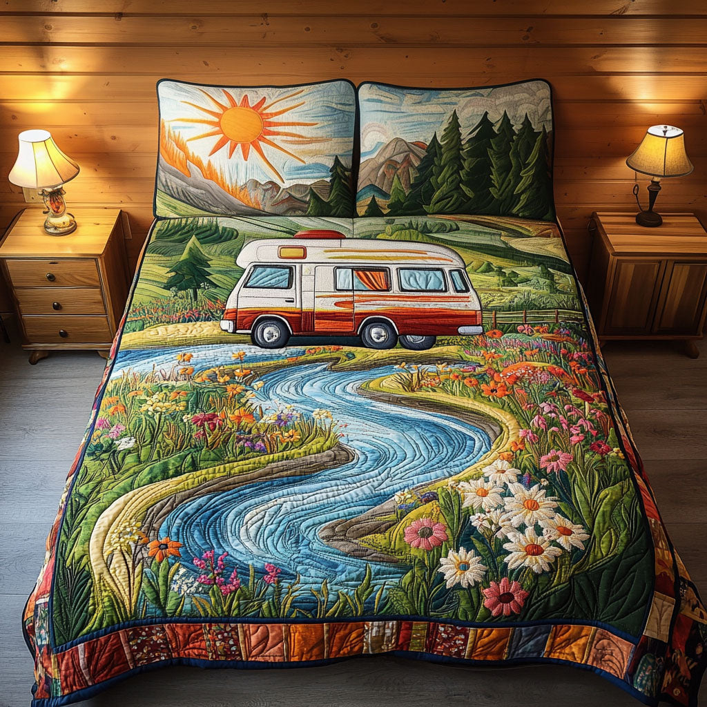 Cross Country Escape Quilted Bedding Set Best Bed Sheet Set Best Gifts For Hippie Friends