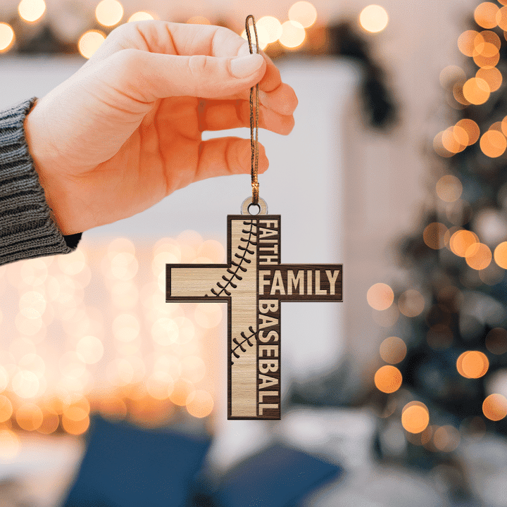 Cross Faith Family Baseball Christmas Ornament Xmas Tree Decor Baseball Christmas Gifts