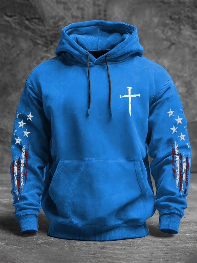 Cross Faith Hoodie American Flag Mens Patriotic Clothing Fourth Of July Presents