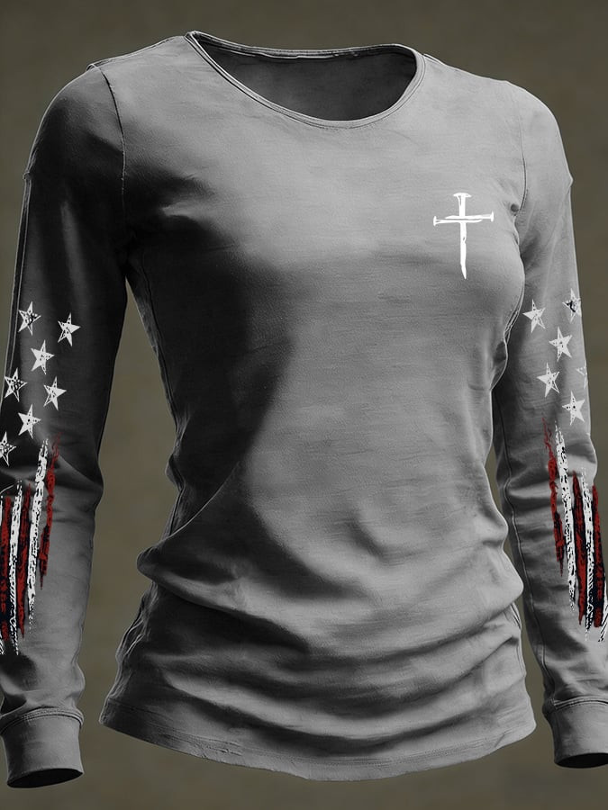 Cross Faith Inspired Long Sleeve T-Shirt American Patriot Clothing Gifts For Her Cross Faith Inspired Long Sleeve T-Shirt American Patriot Clothing Gifts For Her
