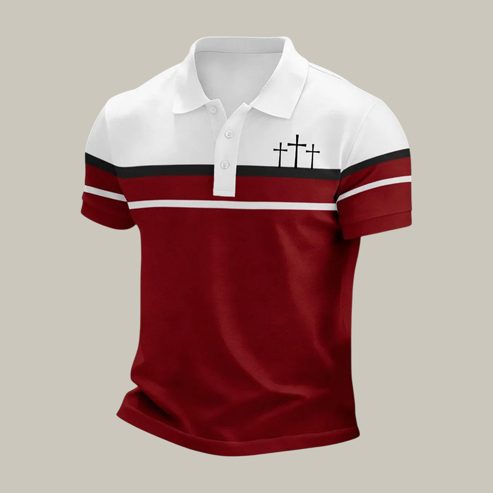 Cross Faith Stripes Polo Shirt God Is Good Shirt Unique Gift For Father's Day