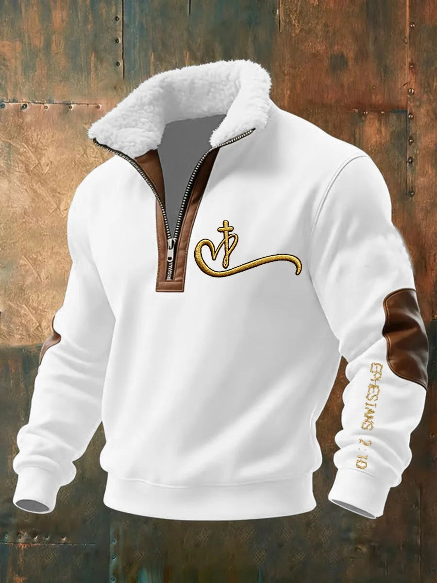 Cross Faith Zip Long Sleeve Shirt Men Christian Graphic Tees Apparel Best Gift For Believers