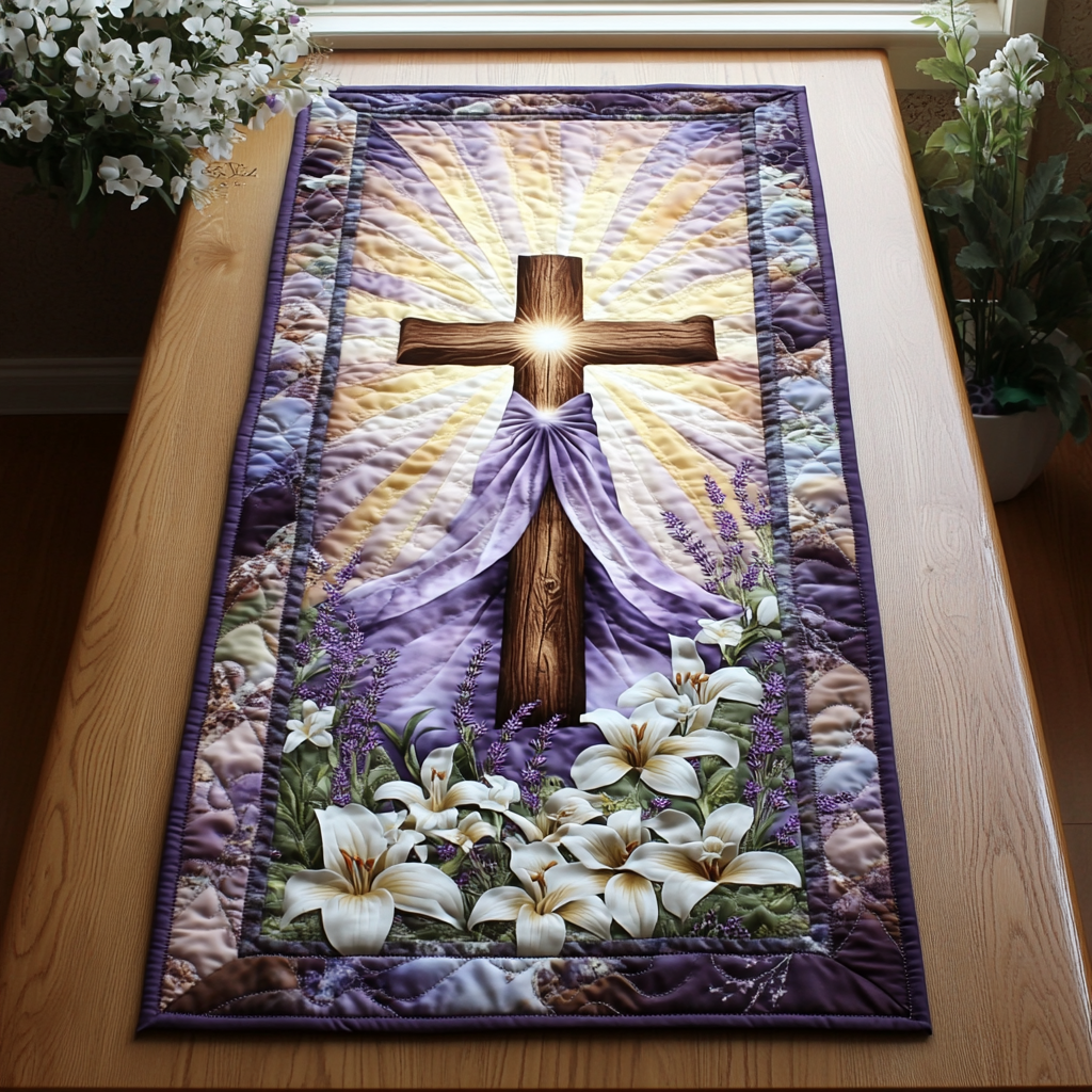 Cross Icon Quilted Table Runner Christian Table Decoration Ideas Good Family Gifts