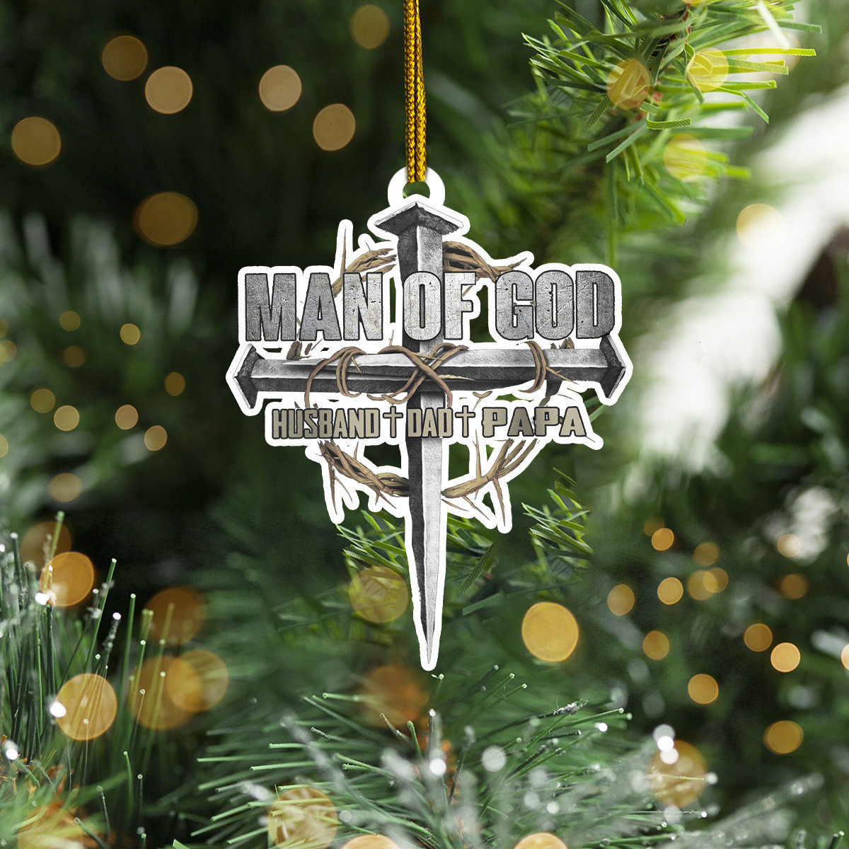 Cross Man Of God Husband Dad Papa Ornament Christian Best Christmas Gift For Husband Father