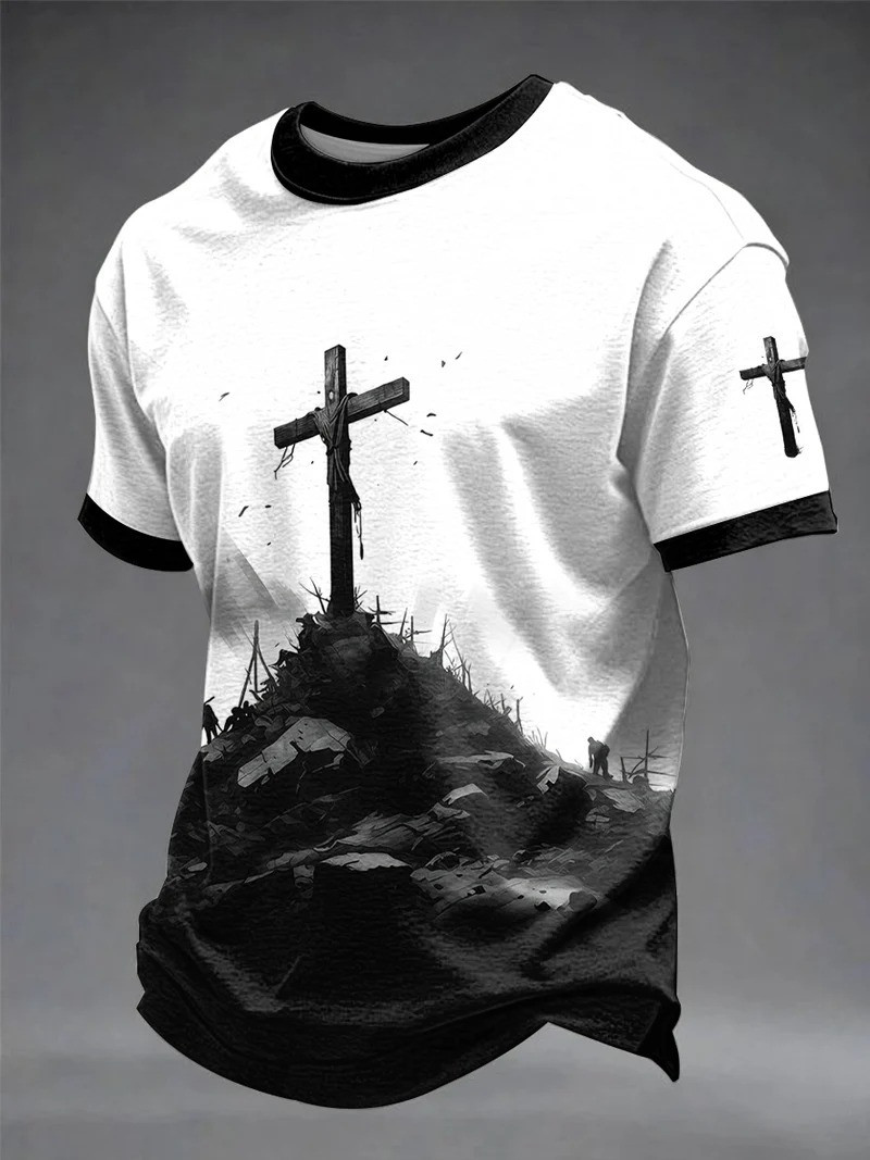 Cross Mountain T-Shirt Christian Faith Landscape Apparel Best Gift For Believers