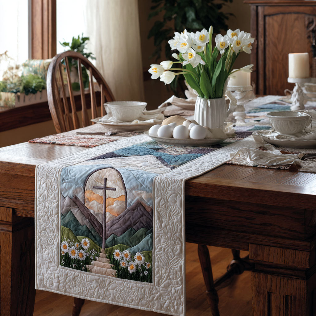 Cross of Devotion and Faith Quilted Table Runner Best Christmas Dinner Table Decorations Presents For Christians