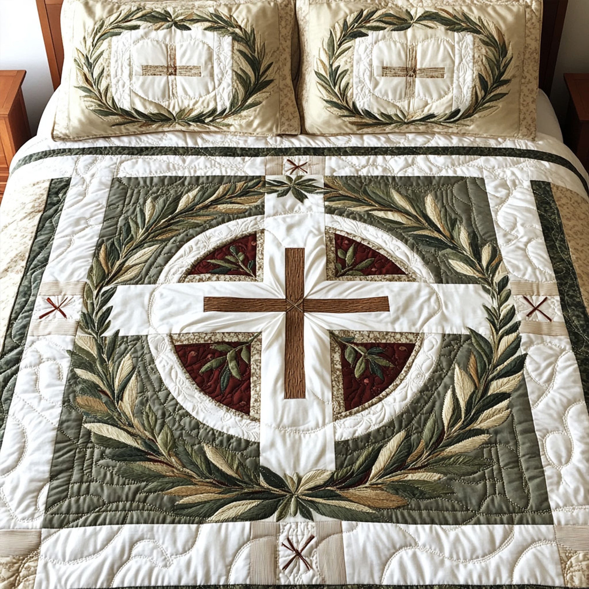 Cross of Forgiveness Quilted Bedding Set Bed Decor Appreciation Gifts For Church Volunteers