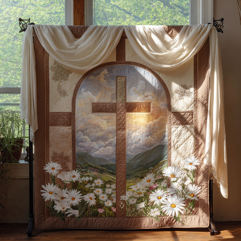 Cross of Glory and Peace Quilted Blanket Christmas Holiday Faith Based Mother'S Day Gifts