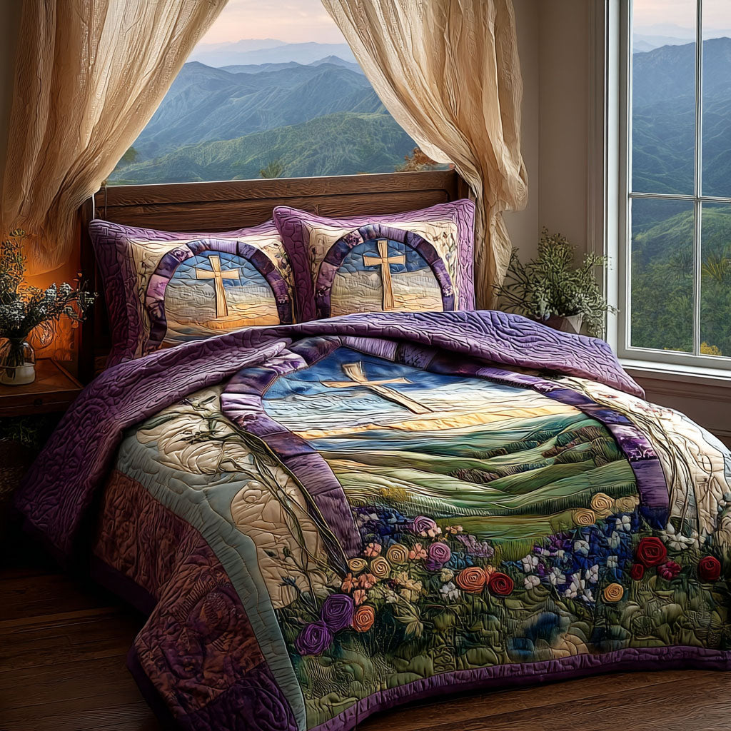 Cross of Grace Quilted Bedding Set Best Comforter Sets Christian Gifts For Her