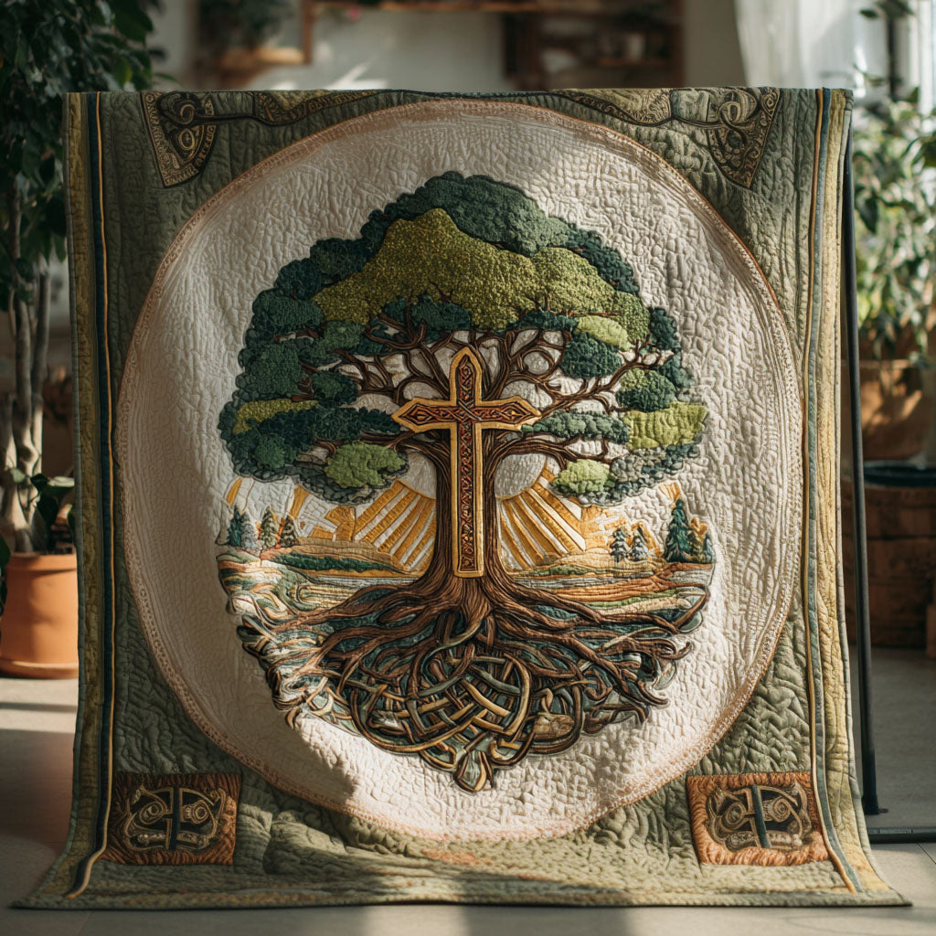 Cross of Light Quilted Blanket Christmas Throw Blanket Faith Based Gifts For Him