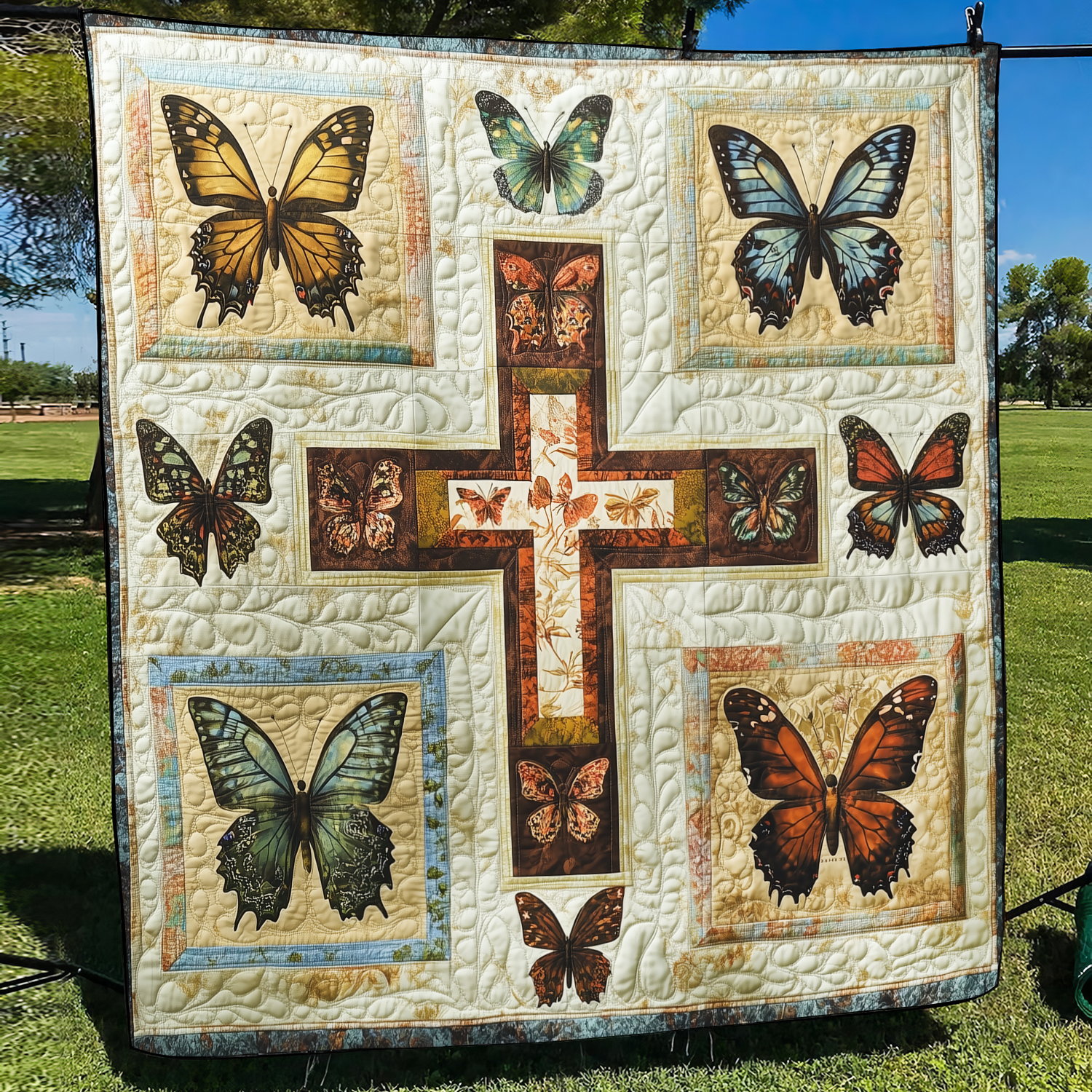 Cross of Light Quilted Blanket Unique Christian Gifts