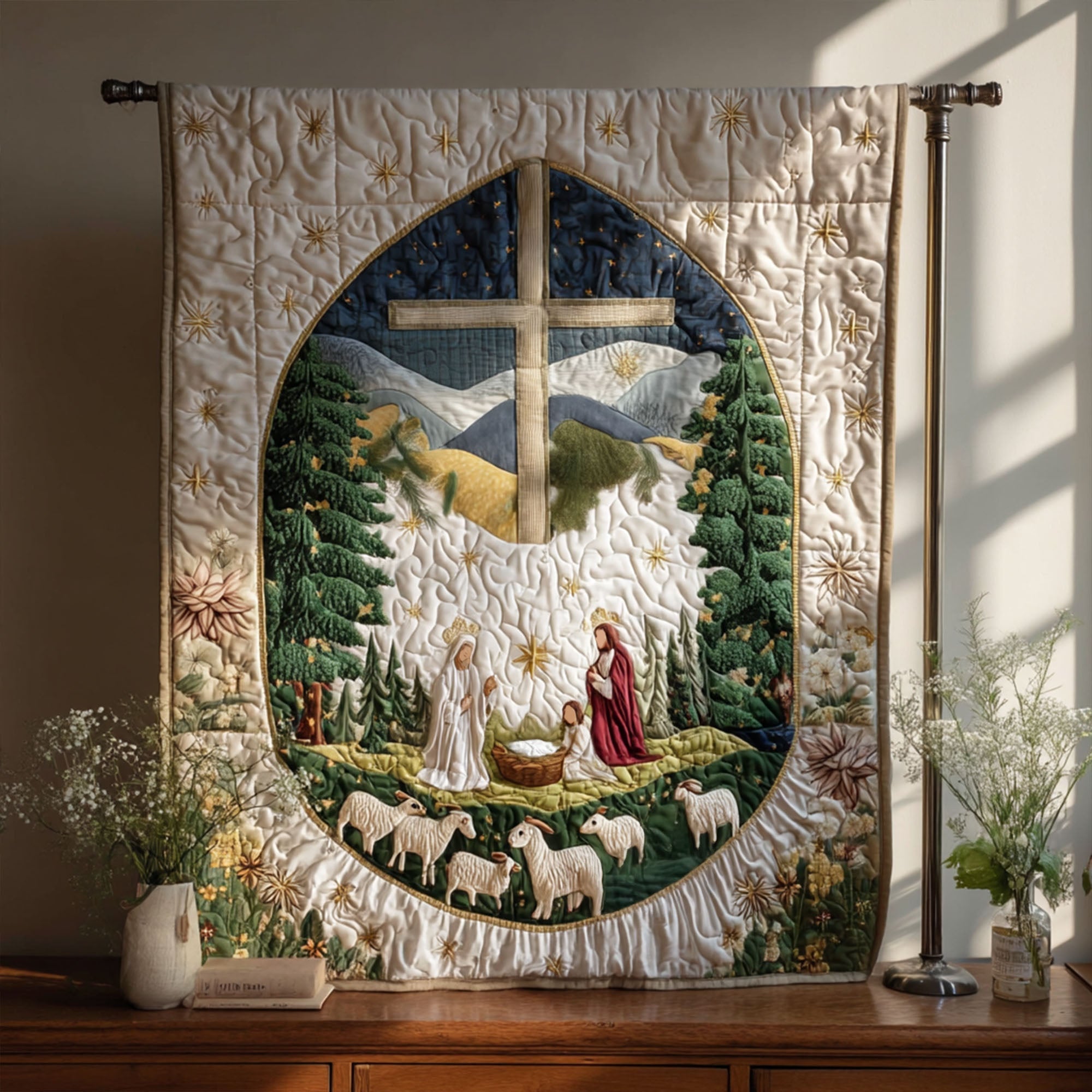 Cross of Love Quilted Blanket Best Throw Blanket Faith Inspired Gifts