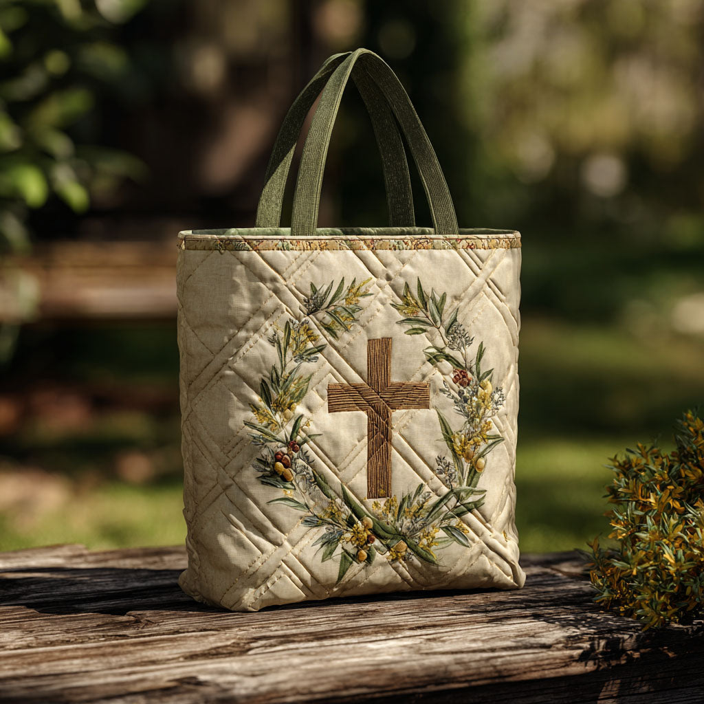 Cross of Peace Quilted Tote Bag Cool Christian Gifts