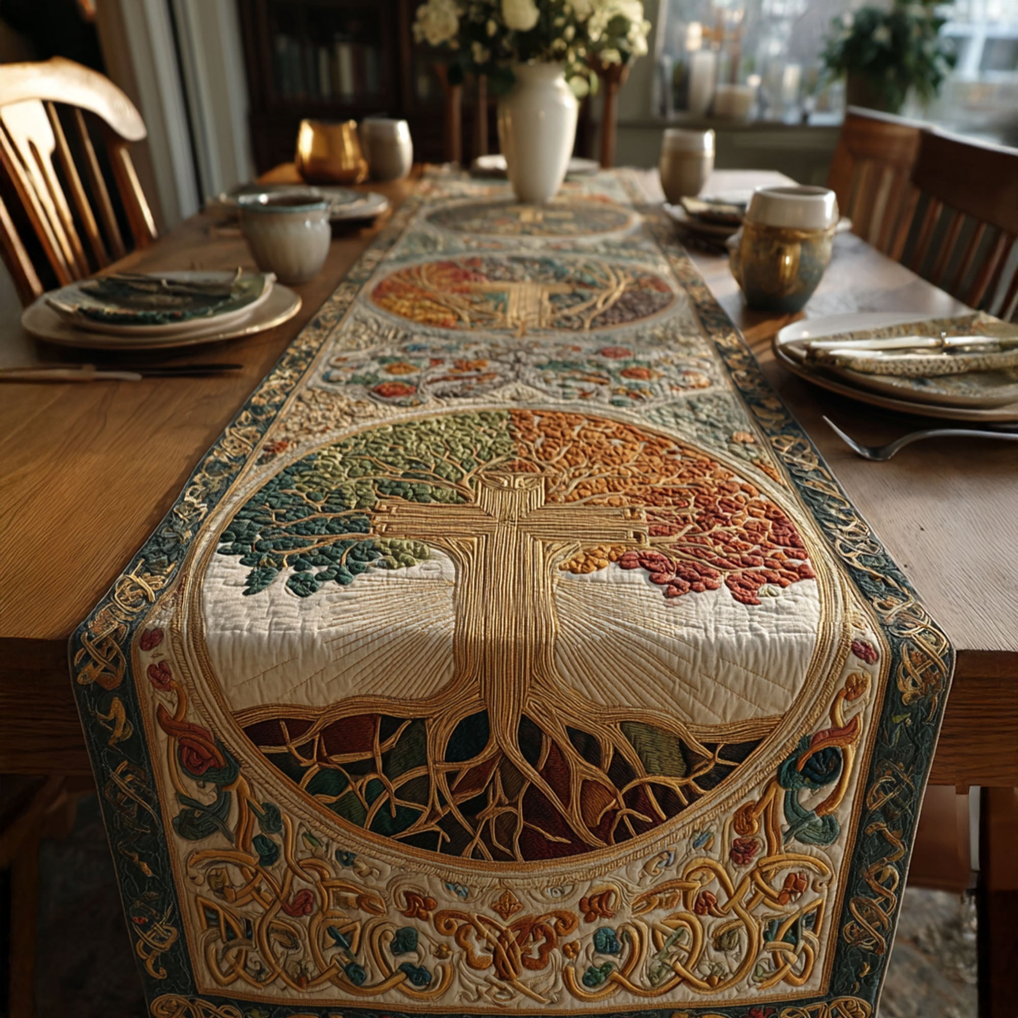 Cross of Redemption and Peace Quilted Table Runner Christmas Table Runner Decor Great Christian Gifts