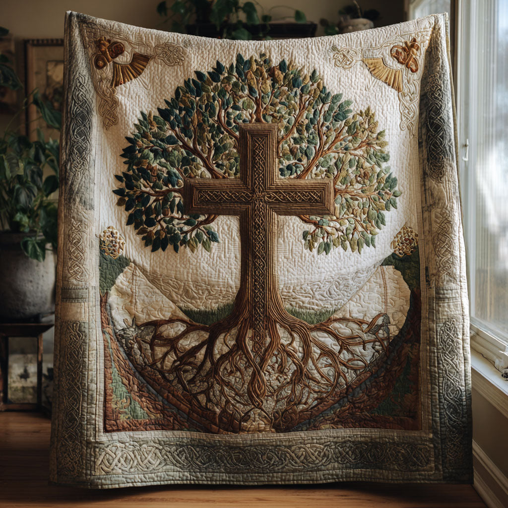 Cross of Unity Quilted Blanket Cool Throw Blanket Faith Based Easter Gifts
