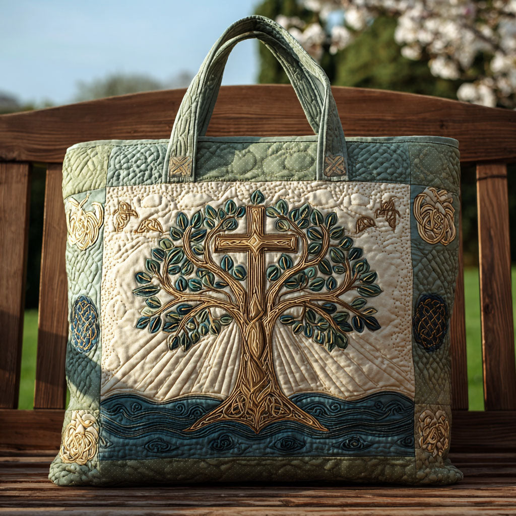 Cross of Wisdom Quilted Tote Bag Christian Men'S Gifts Ideas