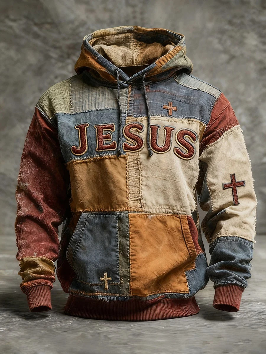 Cross Oversized Graphic Hoodie Men Christian Faith Apparel Believer Best Gift For Friends