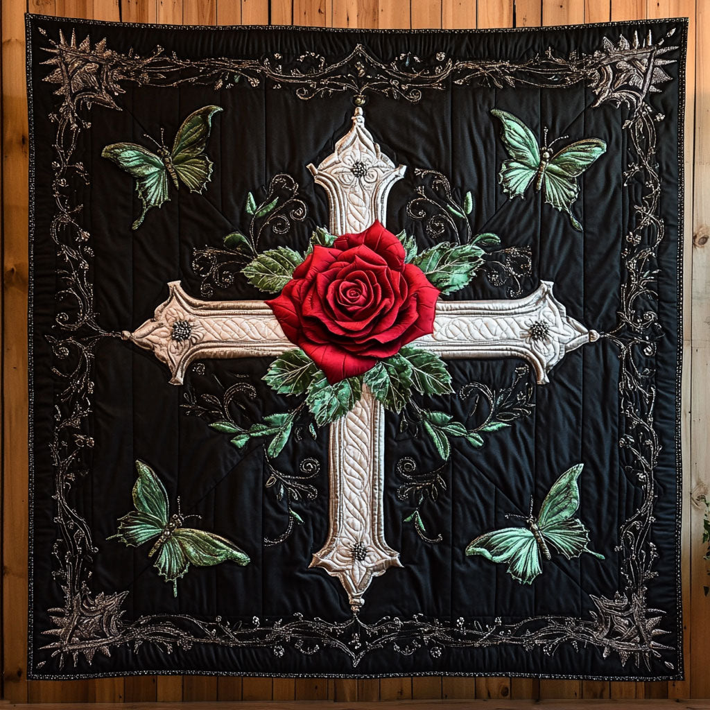 Cross Rose Light Quilt Home Essential Gift Cozy Quilt Blanket