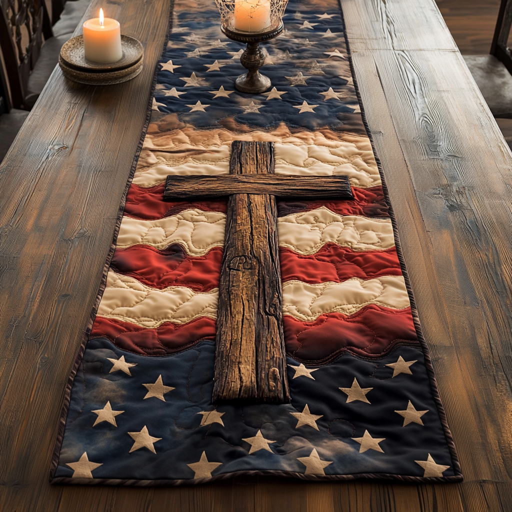 Cross Serenity Quilted Table Runner Dinner Table Decor Religious Gift Ideas