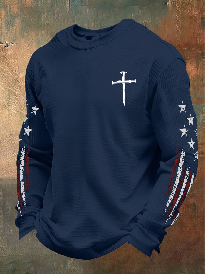 Cross USA 250th Anniversary Long Sleeve T-Shirt Faith Based Patriotic Women's Clothing