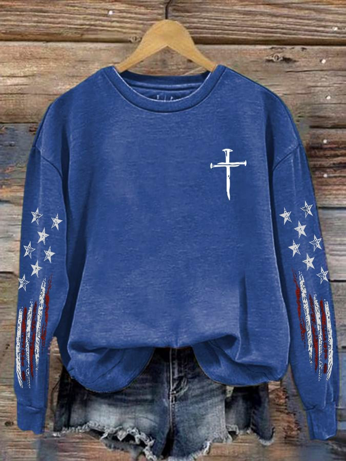 Cross USA 250th Anniversary Sweatshirt Faith Based Patriot Clothing Independence Day Gift
