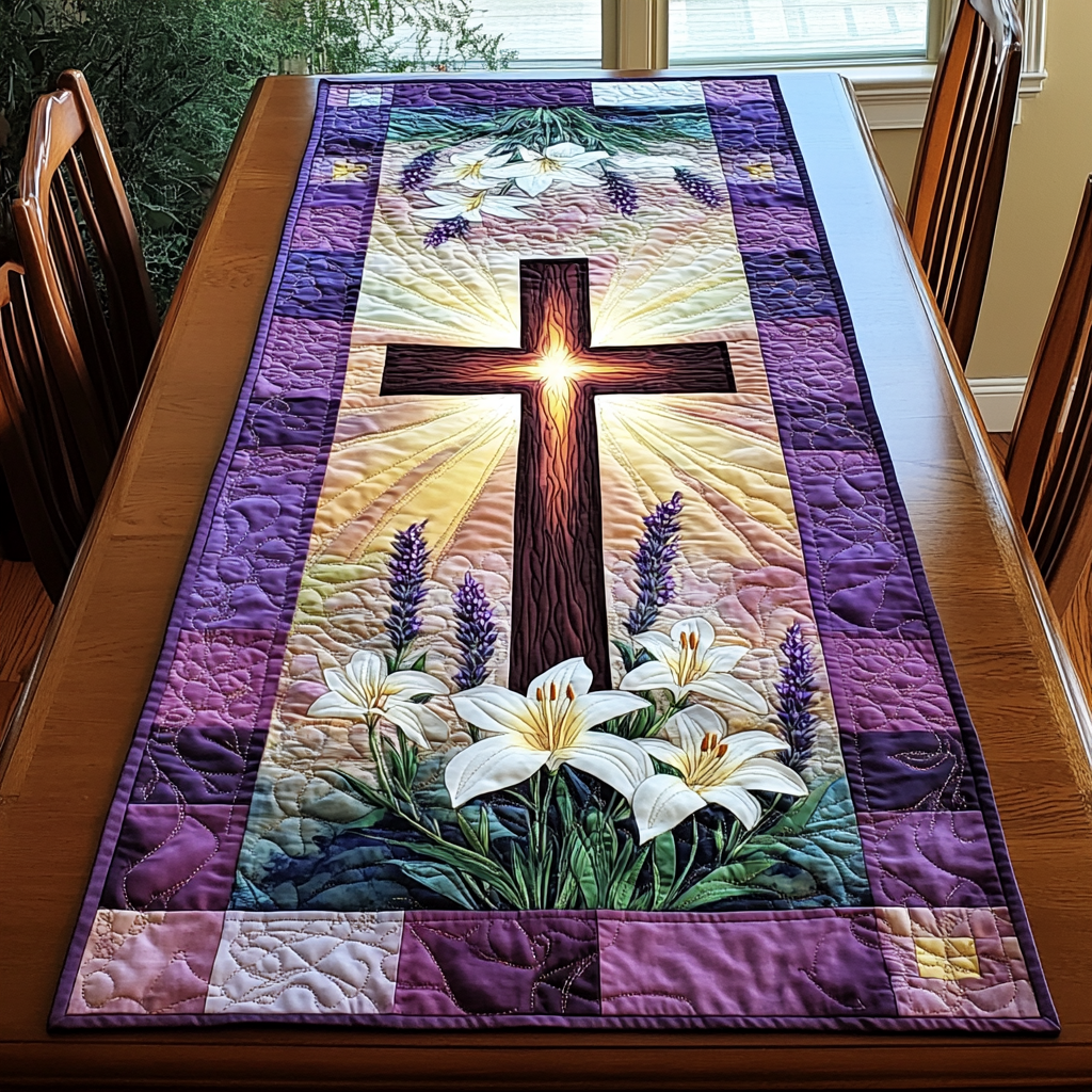 Cross Vision Quilted Table Runner Christian Table Decoration Ideas Unique Gifts For Family