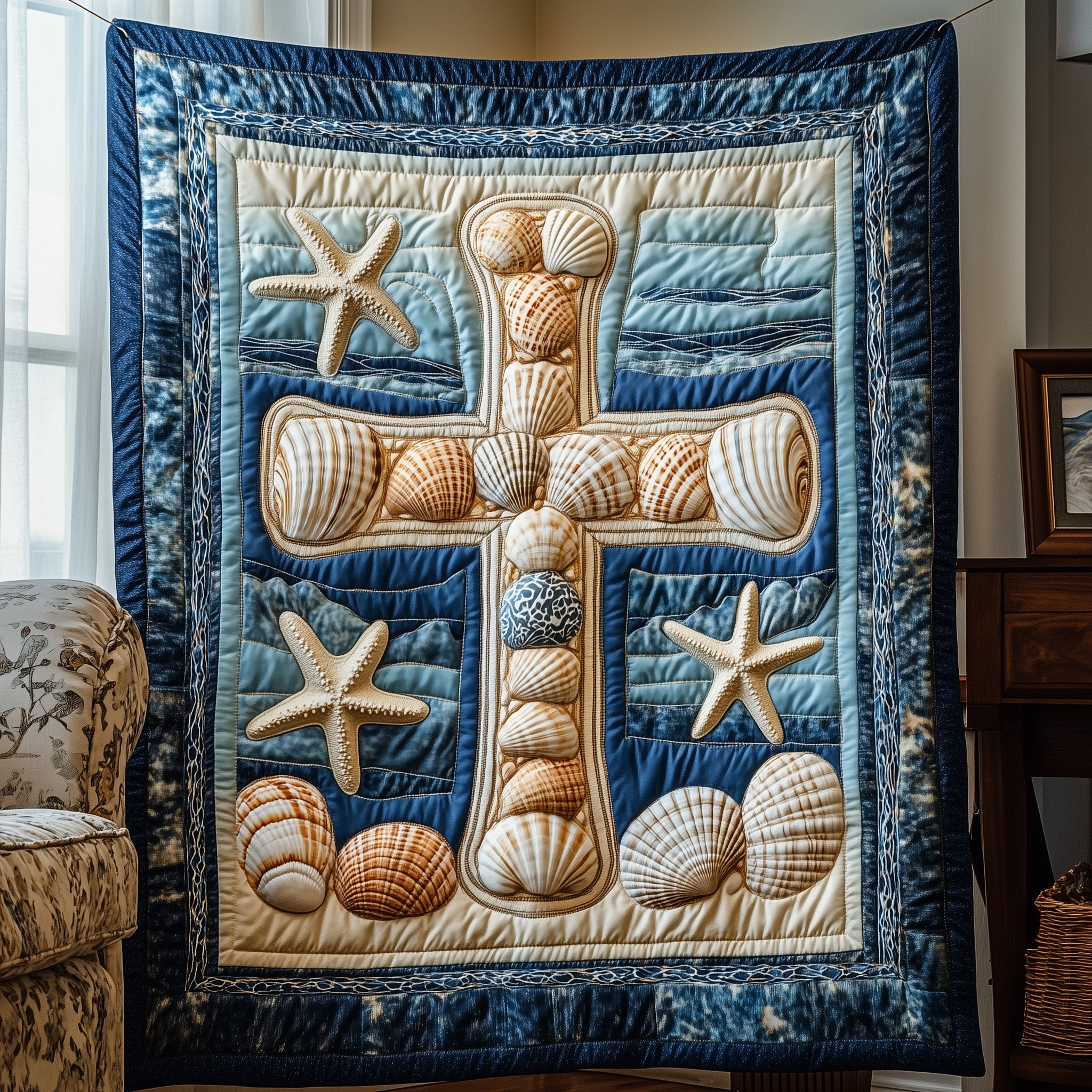 Crossing the Sea of Grace Quilted Blanket Sofa Throw BlanketChristian Christmas Gifts For Dad