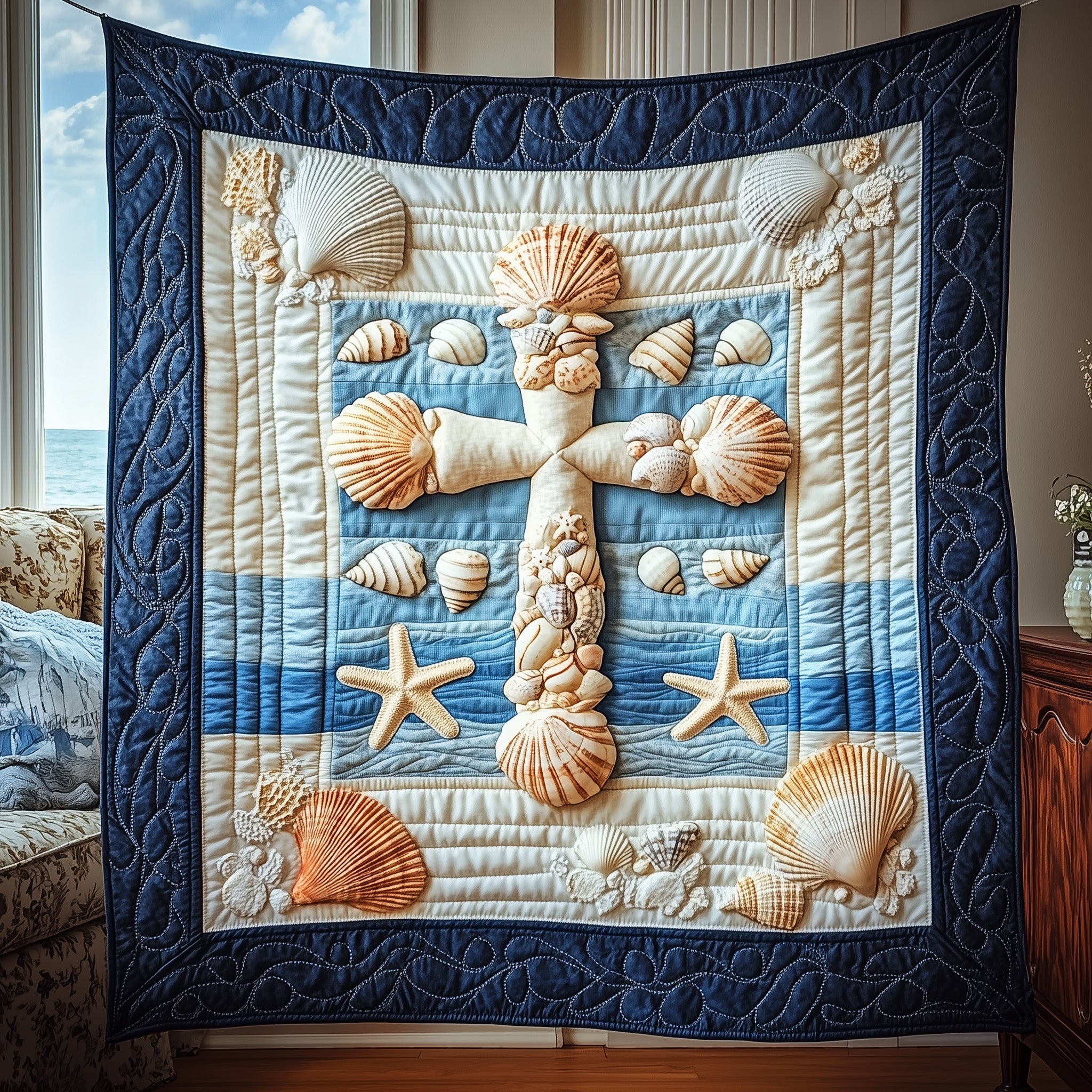 Crossing the Sea of Grace Quilted Blanket Sofa Throw BlanketChristian Christmas Gifts For Friends
