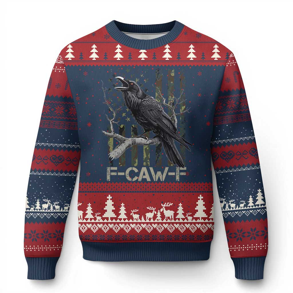Crow F-Caw-F Ugly Christmas Sweater Adult Humor Xmas Gift Ideas For Your Friend