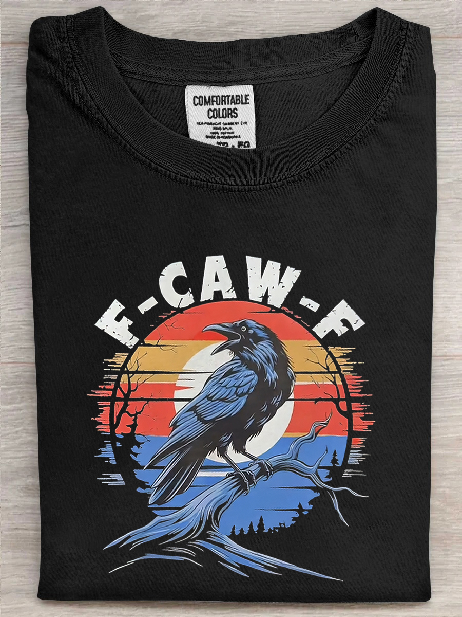 Crow Fcawf T-Shirt Crow Under Moonlit Shirt Funny Apparel Gifts For Meme Lovers