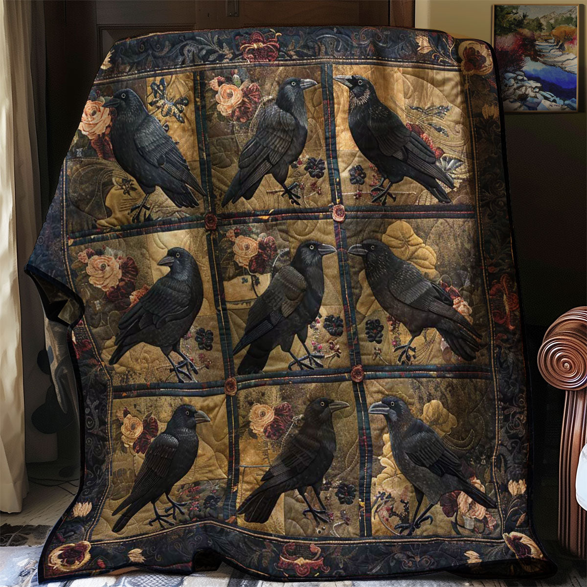 Crow Floral Haven Quilt Blanket Throw Blankets For Couch Meaningful Gifts For Mom From Daughter