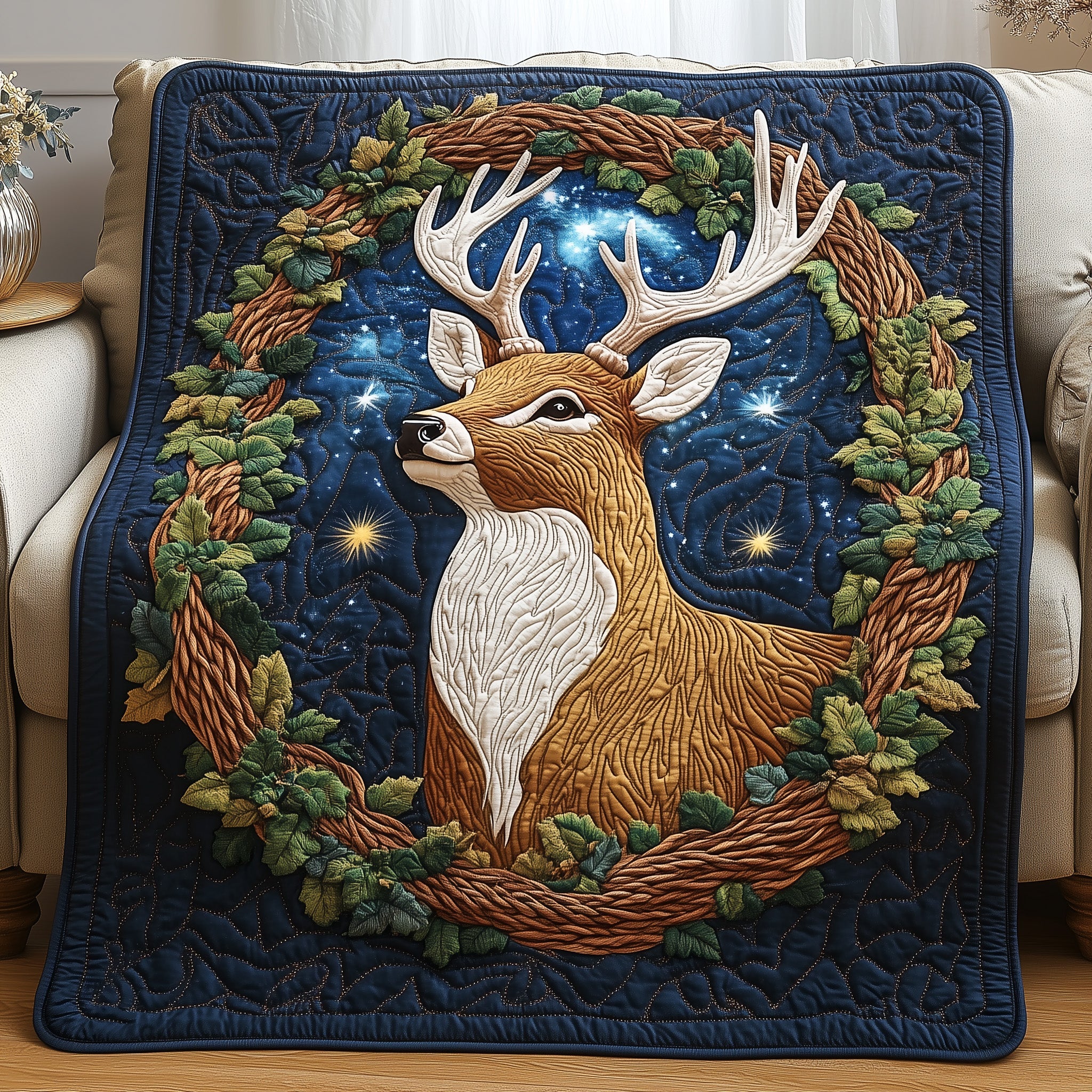 Crown of Antlers Quilted Blanket Sofa Throw BlanketChristmas Presents For Mum
