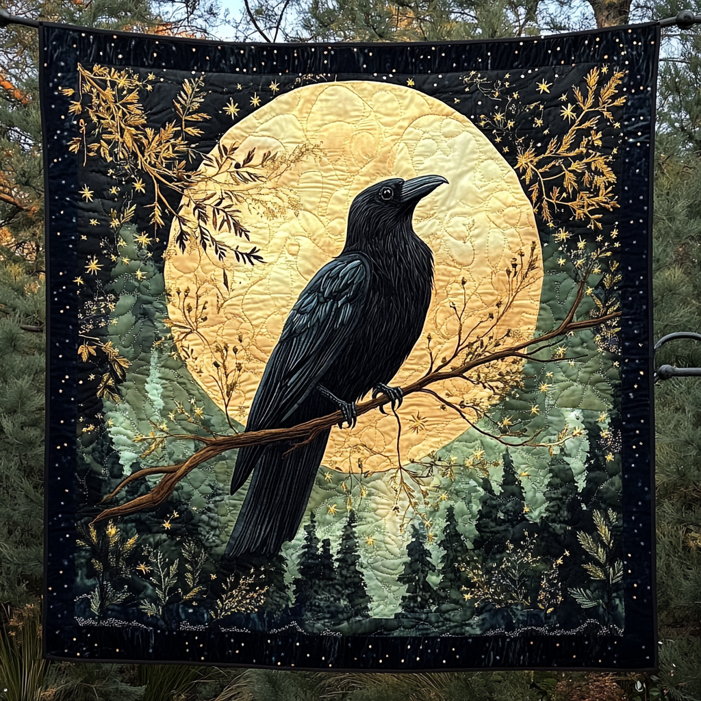 Crown of the Night Quilted Blanket Gift Ideas For Raven Bird Lovers