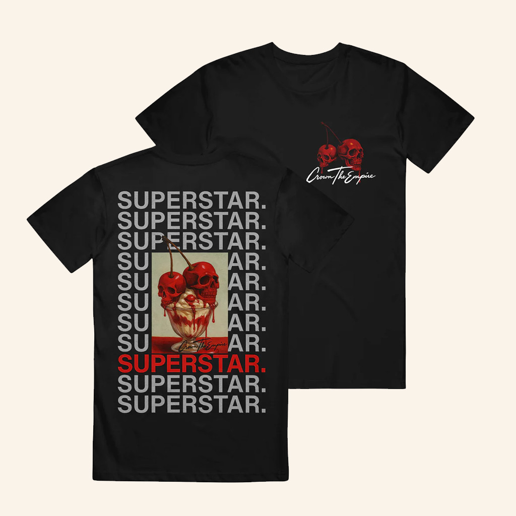 Crown The Empire Band Merch Skull Cherries Black T-Shirt Gift Ideas For Band Fans